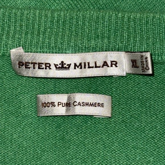 Peter Miller Crown Heritage Green Cashmere V Neck Sweater SZ XL - Picture 7 of 8